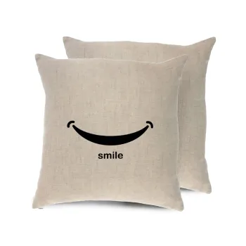 Smile!!!, Μαξιλάρι καναπέ ΛΙΝΟ 40x40cm περιέχεται το  γέμισμα