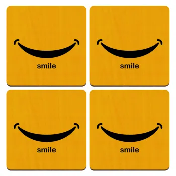 Smile!!!, ΣΕΤ x4 Σουβέρ ξύλινα τετράγωνα plywood (9cm)