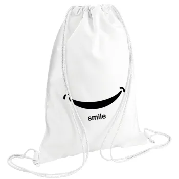 Smile!!!, Backpack pouch GYMBAG white (28x40cm)