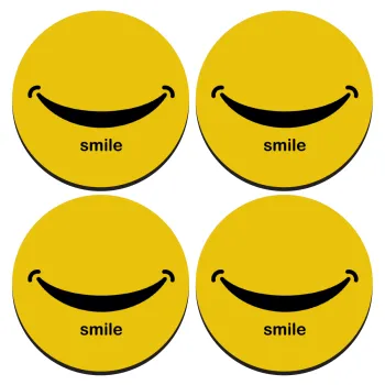 Smile!!!, ΣΕΤ 4 Σουβέρ ξύλινα στρογγυλά (9cm)