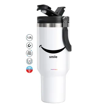 Smile!!!, Mega Tumbler με καπάκι, διπλού τοιχώματος (θερμό) 1,2L