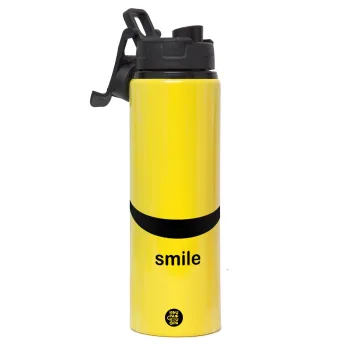 Smile!!!, Μεταλλικό παγούρι νερού με καπάκι ασφαλείας, αλουμινίου 850ml