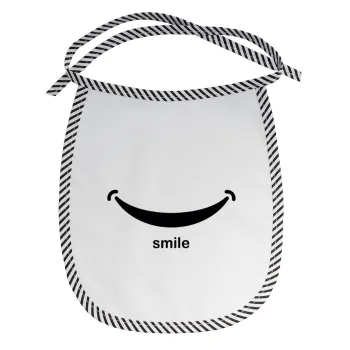 Smile!!!, Σαλιάρα μωρού αλέκιαστη με κορδόνι Μαύρη