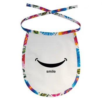 Smile!!!, Σαλιάρα μωρού αλέκιαστη με κορδόνι Χρωματιστή