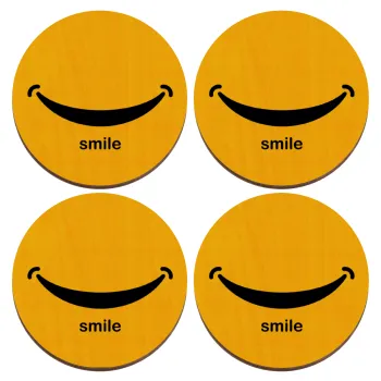 Smile!!!, ΣΕΤ x4 Σουβέρ ξύλινα στρογγυλά plywood (9cm)