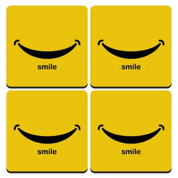 Smile!!!, ΣΕΤ 4 Σουβέρ ξύλινα τετράγωνα (9cm)