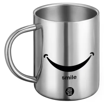 Smile!!!, Ανοξείδωτη Μεταλλική Κούπα 450ml - Διπλού Τοιχώματος