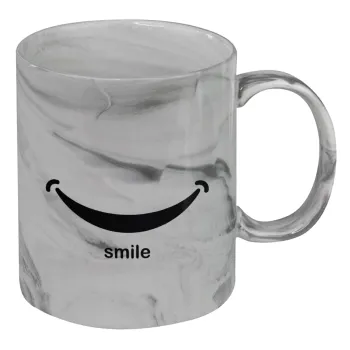 Smile!!!, Κούπα κεραμική, marble style (μάρμαρο), 330ml
