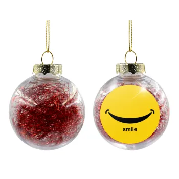 Smile!!!, Transparent Christmas tree ball ornament with red filling 8cm