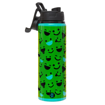 Smilies , Metallic water bottle with safety lid, 850ml aluminum