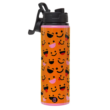 Smilies , Metallic water bottle with safety lid, 850ml aluminum