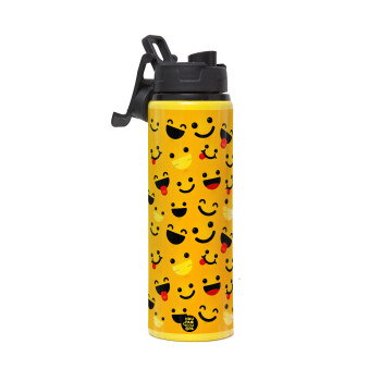 Smilies , Metallic water bottle with safety lid, 850ml aluminum