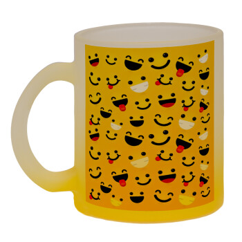 Smilies , Κούπα γυάλινη δίχρωμη με βάση το κίτρινο ματ, 330ml