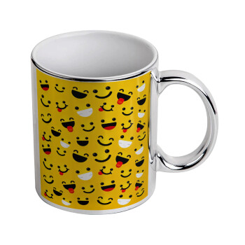 Smilies , Mug ceramic, silver mirror, 330ml