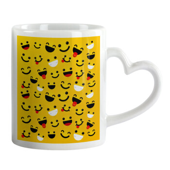 Smilies , Mug heart handle, ceramic, 330ml