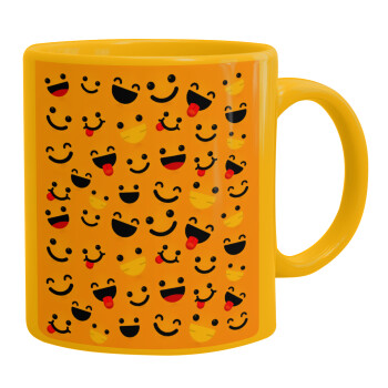 Smilies , Ceramic coffee mug yellow, 330ml (1pcs)