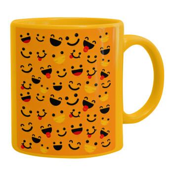 Smilies , Ceramic coffee mug yellow, 330ml