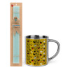 Easter Set, metallic thermal cup (300ml) & aromatic flat Easter candle (30cm) (TURQUOISE)