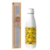 Easter Set, metallic stainless thermos bottle (500ml) & scented flat Easter candle (30cm) (GRAY)