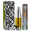 Easter Set, metallic stainless thermos flask (500ml) & scented flat Easter candle (30cm) (GRAY)