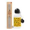 Easter Set, metallic aluminum water bottle (500ml) & aromatic flat Easter candle (30cm) (GRAY)