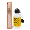 Easter Set, metallic aluminum bottle (500ml) & aromatic flat Easter candle (30cm) (PINK)