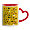 Mug heart red handle, ceramic, 330ml