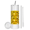 Tumbler stainless steel 600ml, with metal straw & cleaning brush