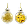 Transparent Christmas tree ball ornament with gold filling 8cm