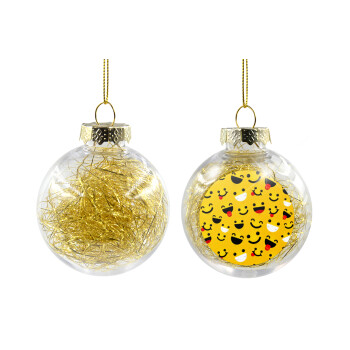 Smilies , Χριστουγεννιάτικη μπάλα δένδρου διάφανη με χρυσό γέμισμα 8cm