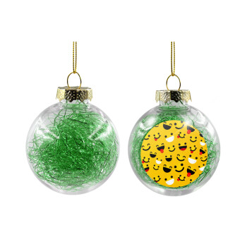 Smilies , Χριστουγεννιάτικη μπάλα δένδρου διάφανη με πράσινο γέμισμα 8cm
