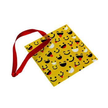 Smilies , Στολίδι Χριστουγεννιάτικο στολίδι γυάλινο τετράγωνο 9x9cm