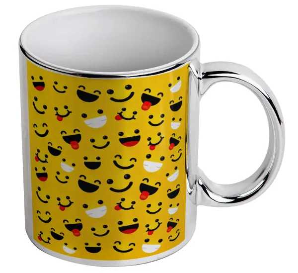 Smilies — Mug ceramic, silver mirror, 330ml