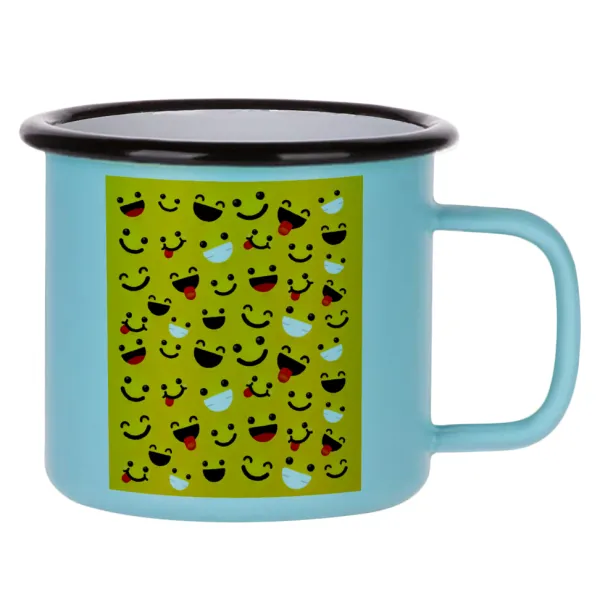 Smilies — Metal enamel mug, matte light blue, 360ml