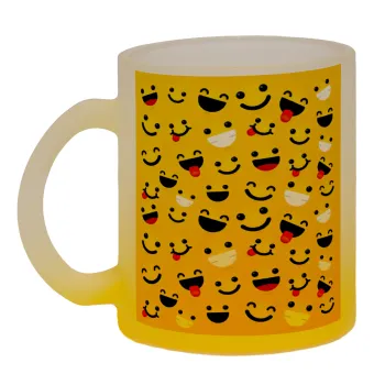 Smilies , Κούπα γυάλινη δίχρωμη με βάση το κίτρινο ματ, 330ml