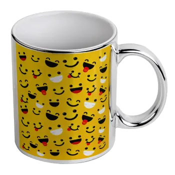 Smilies , Mug ceramic, silver mirror, 330ml