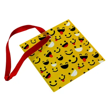 Smilies , Στολίδι Χριστουγεννιάτικο στολίδι γυάλινο τετράγωνο 9x9cm