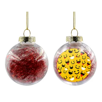 Smilies , Transparent Christmas tree ball ornament with red filling 8cm