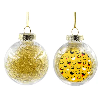 Smilies , Στολίδι Χριστουγεννιάτικη μπάλα δένδρου διάφανη με χρυσό γέμισμα 8cm