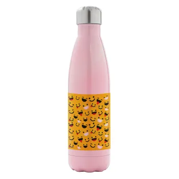 Smilies , Μεταλλικό παγούρι θερμός Ροζ Ιριδίζον (Stainless steel), διπλού τοιχώματος, 500ml