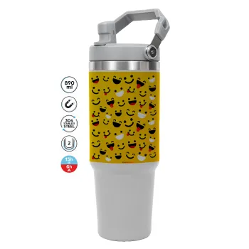 Smilies , ΓΚΡΙ χρώματος Θερμός Ανοξείδωτο 890ml (30oz) με χερούλι