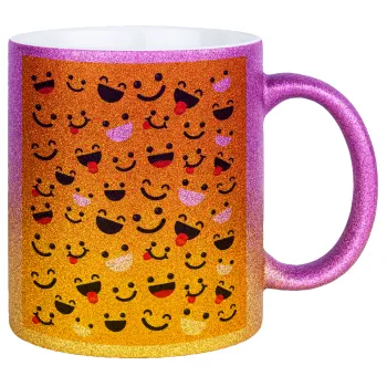 Smilies , Κούπα Χρυσή/Ροζ Glitter, κεραμική, 330ml