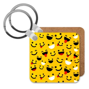 Smilies , Μπρελόκ Ξύλινο τετράγωνο MDF