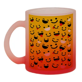 Smilies , Κούπα γυάλινη δίχρωμη με βάση το κόκκινο ματ, 330ml