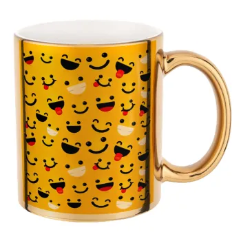 Smilies , Κούπα κεραμική, χρυσή καθρέπτης, 330ml