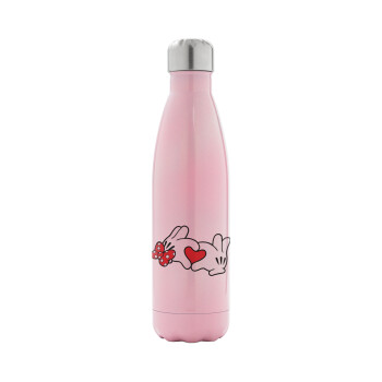 Love hands, Metal mug thermos Pink Iridiscent (Stainless steel), double wall, 500ml