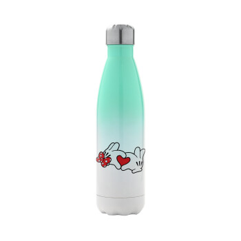 Love hands, Metal mug thermos Green/White (Stainless steel), double wall, 500ml