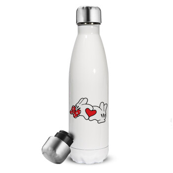 Love hands, Metal mug thermos White (Stainless steel), double wall, 500ml