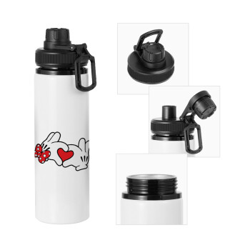 Love hands, Metal water bottle with safety cap, aluminum 850ml