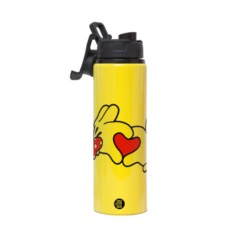 Love hands, Μεταλλικό παγούρι νερού με καπάκι ασφαλείας, αλουμινίου 850ml